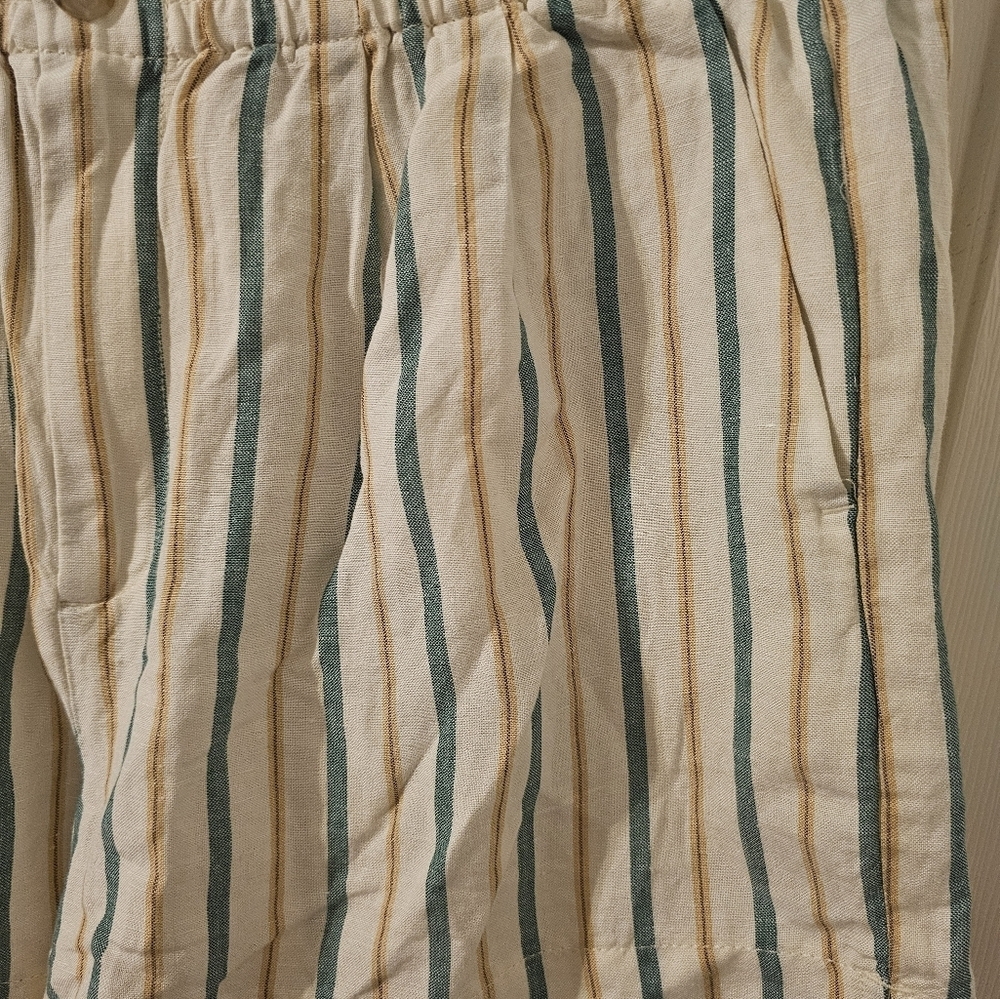 Madewell NWT Linen Viscose Blens Track Shorts in Stripe Size L - Picture 2 of 9